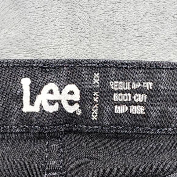 Lee Jeans Womens 14P PETITE Black Regular Fit Boot Cut Mid Rise Stretch Denim - Picture 8 of 15